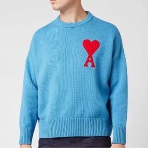 AMI Paris Crew Neck Sweater in Blue Size XSmall